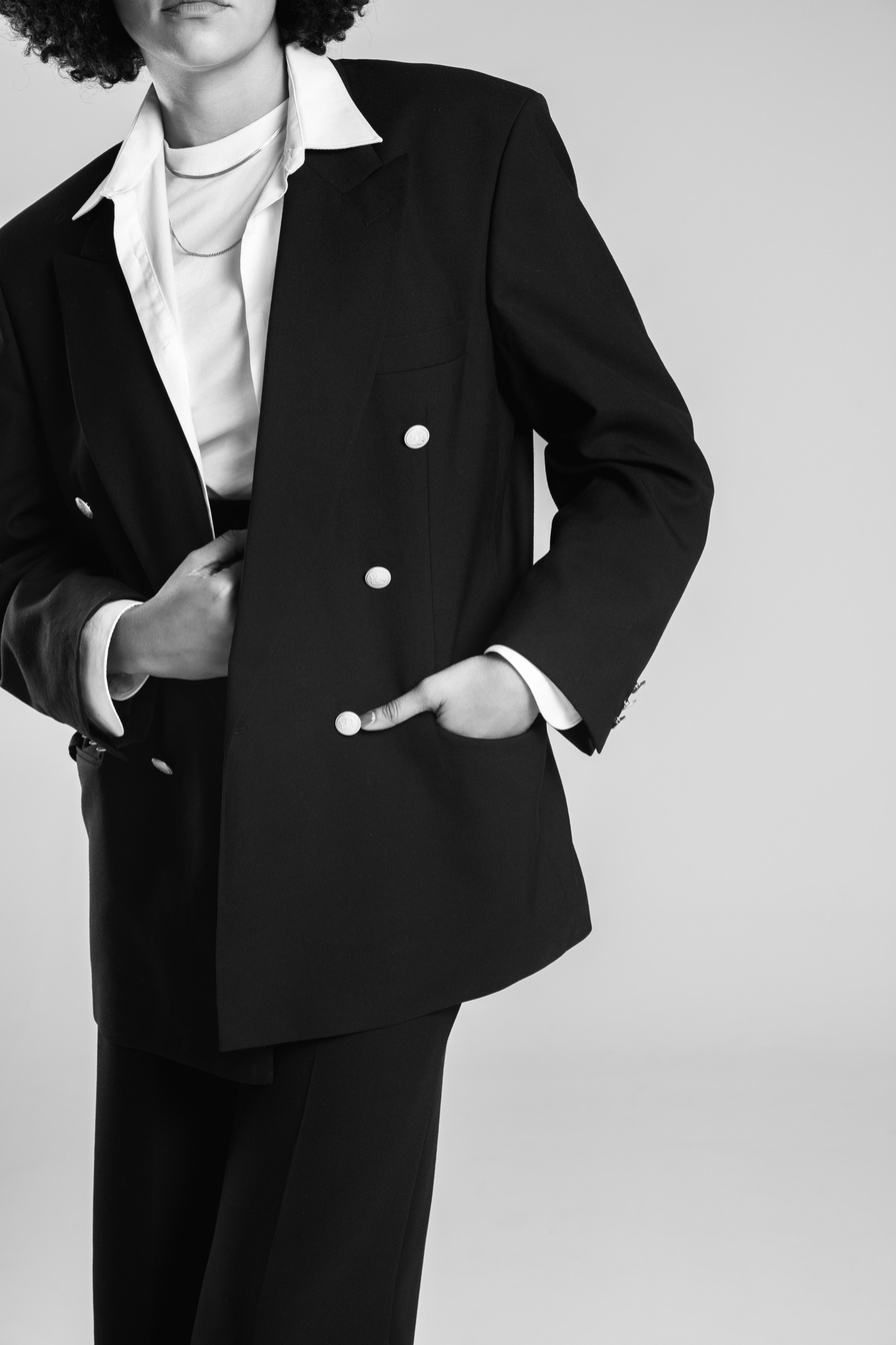 Stylish Woman Wearing a Black Coat